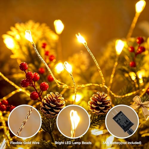 Fairy Lights Plug in 40FT 500 Warm White LEDs Cluster Lights - Gold Wire, 8 Modes