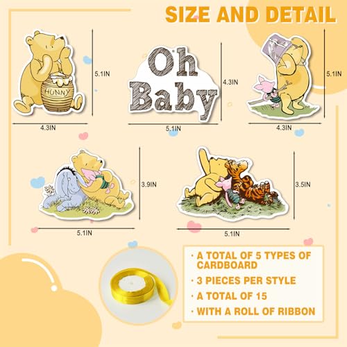 Winnie Bear Baby Shower Cutouts & Hanging Banner Party Decorations