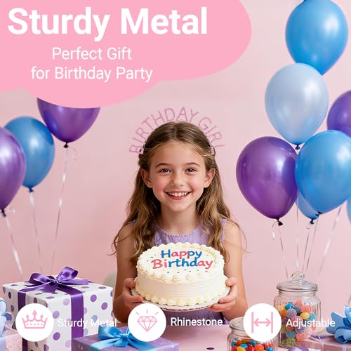 Papoopy Birthday Tiara Crown and Sash Set for Women Party Decorations