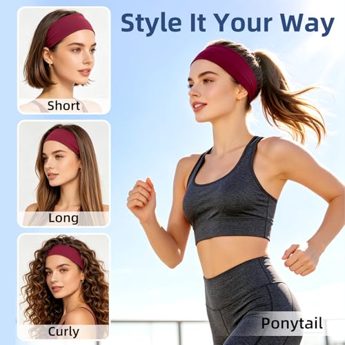 Fishinsea 10-Pack Elastic Non-Slip Sports Headbands for Women
