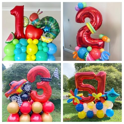 40-Inch Red Number 5 Balloon - Foil Mylar for Party Decor