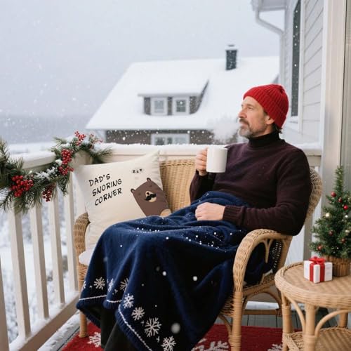 Dad's Snoring Corner Flannel Pillowcase - Family-2 18x18 Inch Throw Cover