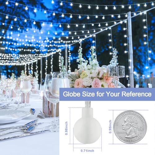 Indoor & Outdoor Waterproof Globe String Lights - 200 LEDs, White, 116ft, Remote