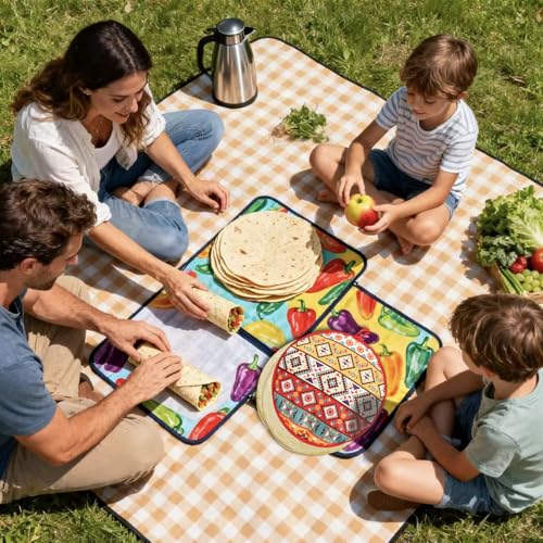 2PCS Premium Tortilla Warmer Pouch, Insulated Microwave Safe Fabric Bag