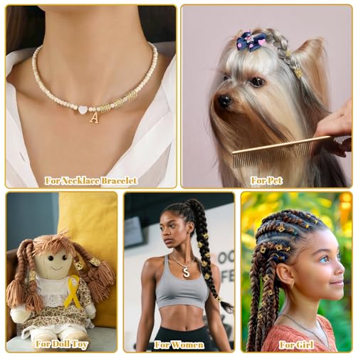 Ouligay 100Pcs Gold Hair Cuffs and Charms Rings for Braids and Dreadlocks