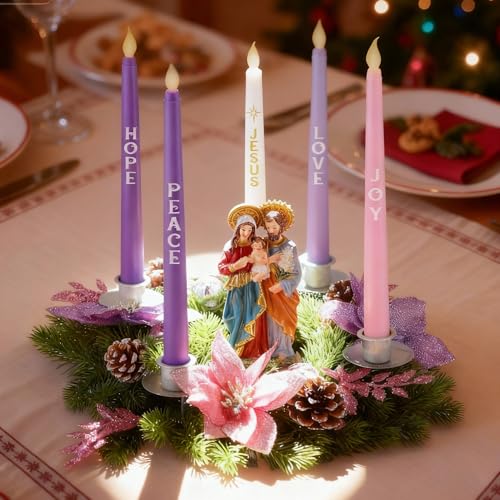 Christmas Advent Wreath Candle Holder - Standing Style with Flameless Candles