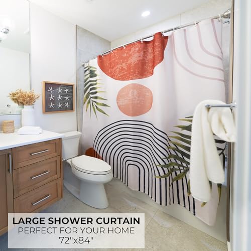 KIBAGA Mid-Century Boho Shower Curtain 72x84 - Stylish Bath Decor