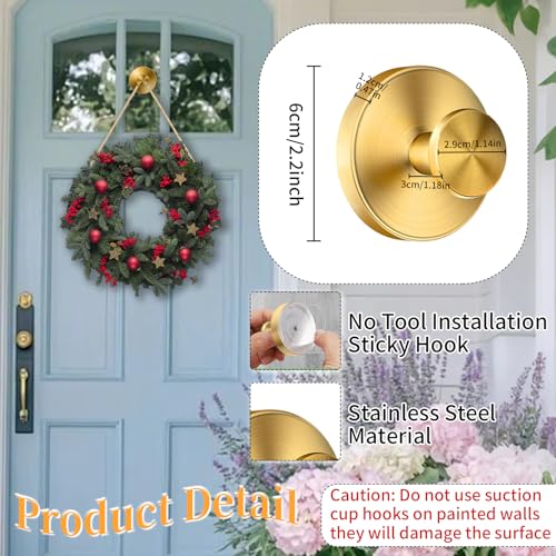 Brushed Gold Suction Cup Hooks - Heavy Duty 10LB Capacity