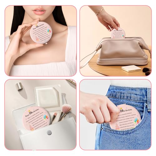 Ratifyale 80th Birthday Pink Pocket Makeup Mirror for Women
