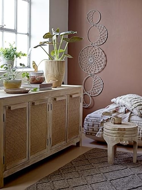 Creative Co-Op Boho Hand-Carved Paulownia Wood Stool, Natural