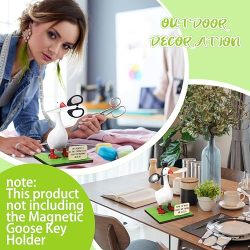 Magnetic Goose Key Holder Wooden Base Stand with 10 Interchangeable Signs