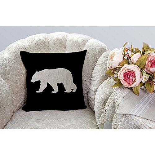 HGOD DESIGNS Black Bear Cotton Linen Throw Pillow Case 18x18