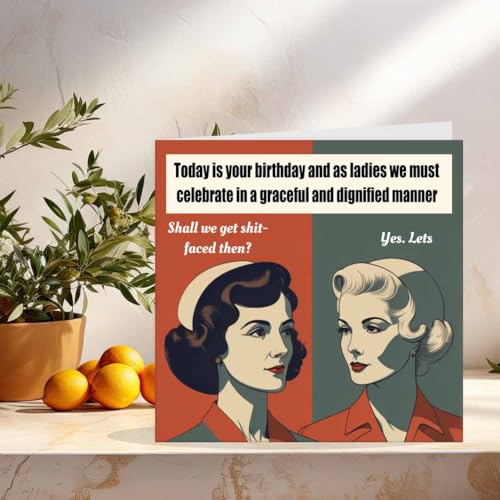 Funny Rude Birthday Card for Women - Purple Fox 147mm
