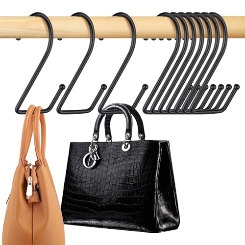 OMHOMETY Black 15-Pack Purse Hangers for Closet, Heavy Duty Bag Organizers