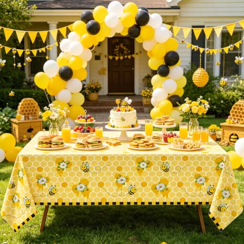 Bee Tablecloth 3 Pack Honey Bee Party Table Cover 51x86 Inch