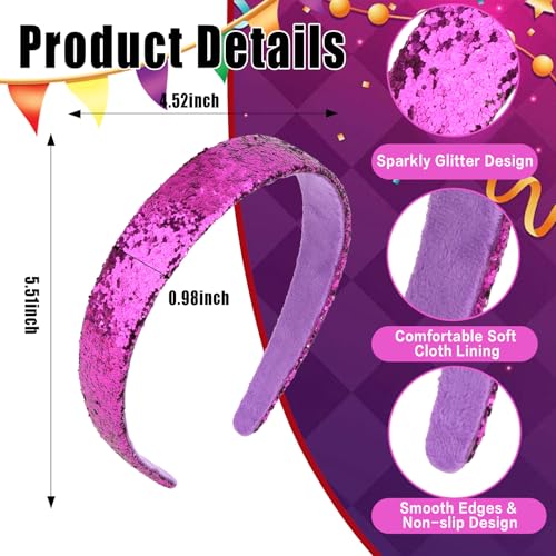 Uintoon Mardi Gras Glitter Headbands for Girls 3 Pack Sparkly Hair Bands