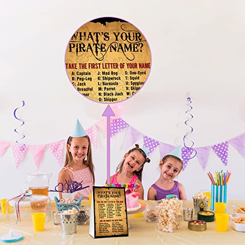 What's Your Pirate Name Game - Vintage Birthday Party Sign and Stickers
