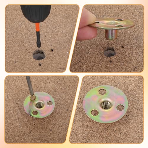Exircy 4 Sets Furniture Leg Mounting Plates with Screws - 36mm Diameter