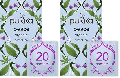 Pukka Organic Peace Herbal Tea with Ashwagandha & Hemp, 40 Tea Bags Total