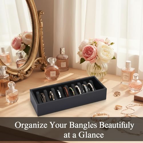 I-MART Black Bracelet Organizer Box with 10 Grooves, PU Leather