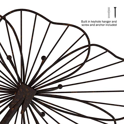 Wall Decor - Metal Layered Wire Flower Sculpture - Contemporary Hanging Accent for Living Room, Bedroom, Entryway, or Kitchen by Lavish Home (Brown)