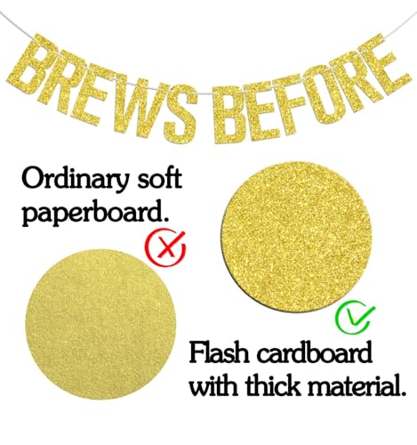 Brews Before I Dos Beer Themed Party Banner - Gold Glitter
