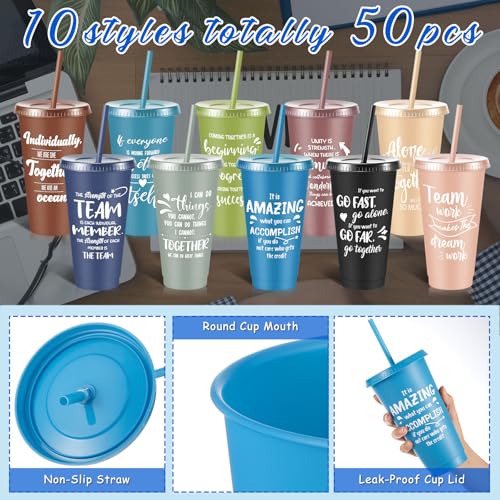 Uiifan Morandi 50 Pack Employee Appreciation Cups with Lids & Straws - Bulk Corporate Gifts