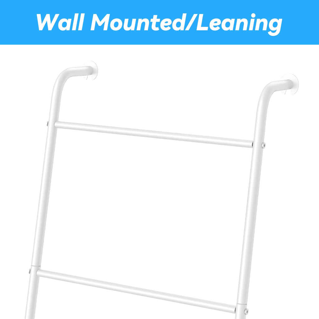 ABQ Blanket Ladder Outdoor Towel Rack for Pool, Decorative Metal Holder for The Living Room Bathroom, White
