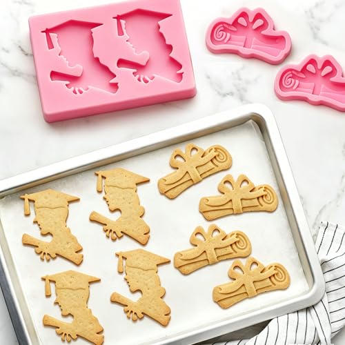 Graduation Silicone Molds Set - 3Pcs Non-Stick Fondant Molds for Cakes & Candy