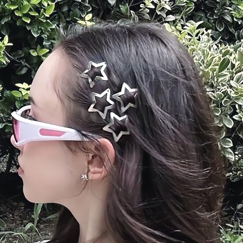 Isvo 32 Pcs Star Hair Clips, 1.22" Y2K Metal Snap Silver Barrettes