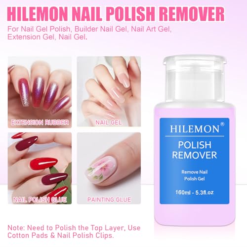 HiLemon Nail Polish Remover - 5.3 oz Pump Bottle for Gel & Acrylic