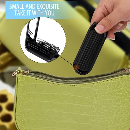 Travel Folding Hair Brush with Mirror, 2-Pack Compact Portable Comb