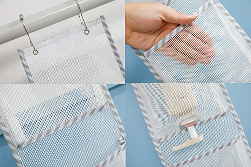 Jelier Mesh Shower Caddy Organizer - Hanging 4-Pocket Storage, White Multi