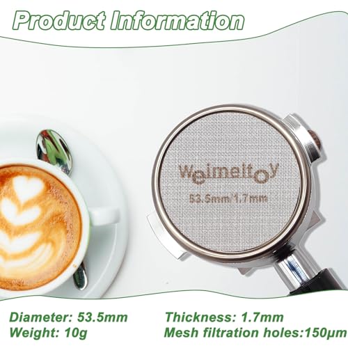 53.5mm Reusable Espresso Puck Screen - Food-Grade Stainless Steel, 2 Pack