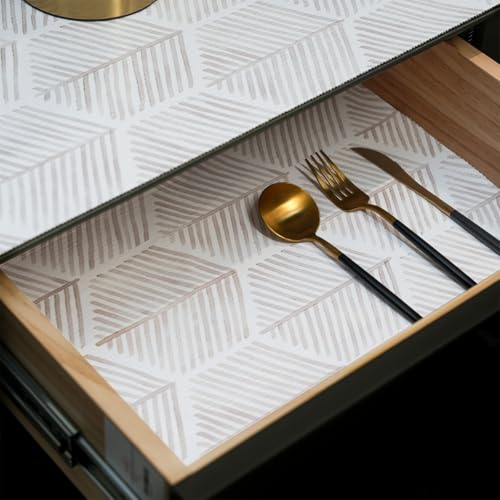 Amiitay Non-Slip Shelf Liner - 12" x 118" Waterproof Geometric Cabinet Mat