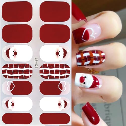 GUAACCB 6Pcs Christmas Nail Wraps 3D Self Adhesive Winter Gel Nail Strips