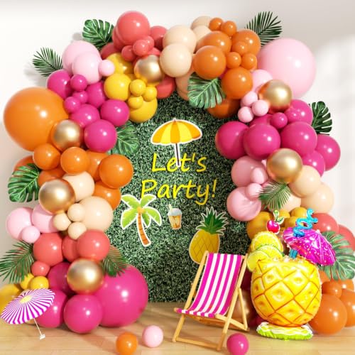 156-Piece Tropical Balloon Arch Kit for Luau and Birthday Party Decor