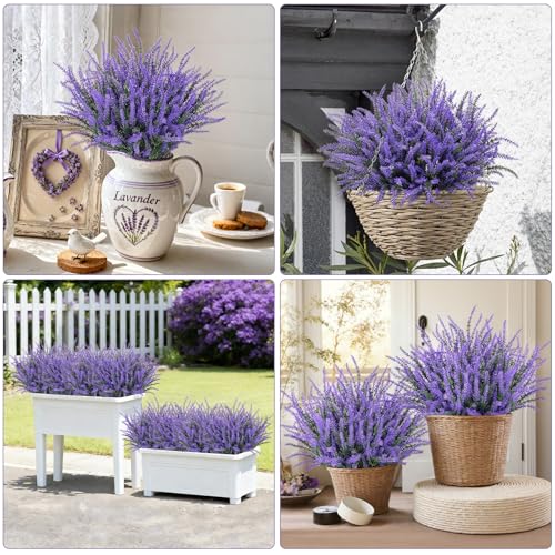 10 Bundles of Artificial Lavender Flowers - Deep Purple Faux Plants