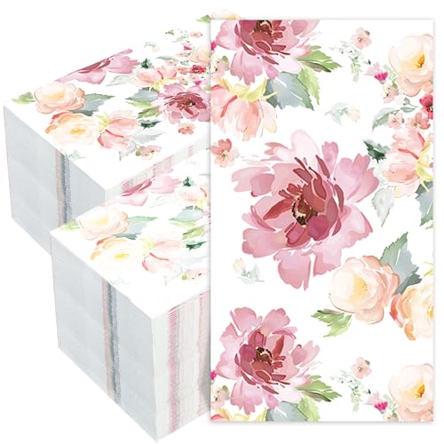 Fairooth 50-Pack Floral Paper Napkins, 3-Ply Watercolor Guest Hand Towels