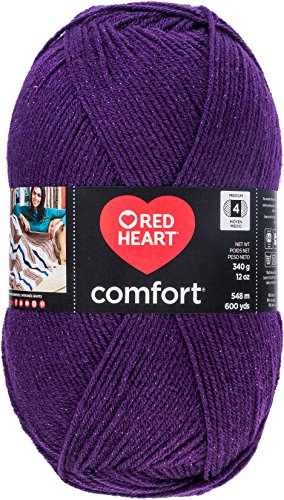 Red Heart Comfort Shimmers Yarn - Size 4 Medium, Purple, 867 Yards, USA Made