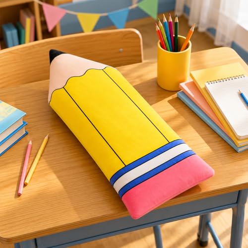 Cute Pencil Plush Pillow for Classroom & Home Decor - 19.69 Inches