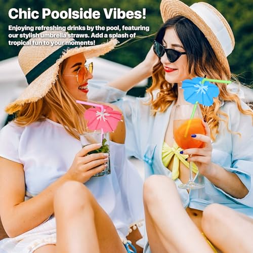50PCS Umbrella Straws for Drinks, Tropical Cocktail Party Supplies