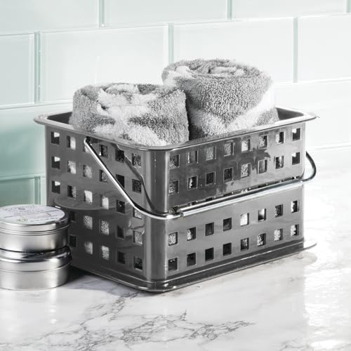 iDesign Stackable Shower Caddy Basket with Handle, Charcoal, Set of 3