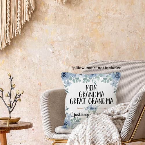 Great Grandma-2 Floral Throw Pillow Cover 18x18 - Family Gift Decor