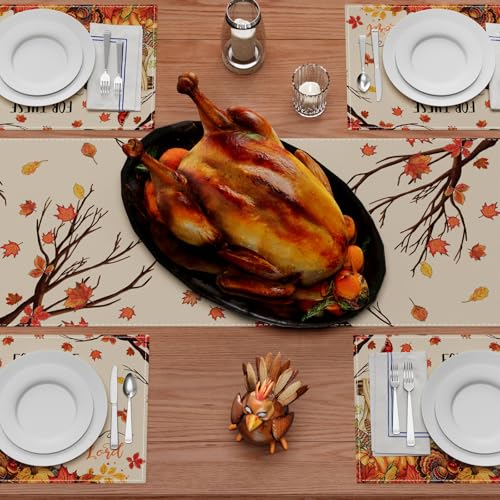 Thanksgiving Cross Table Runner 13x72 Inch - Festive Home Decor