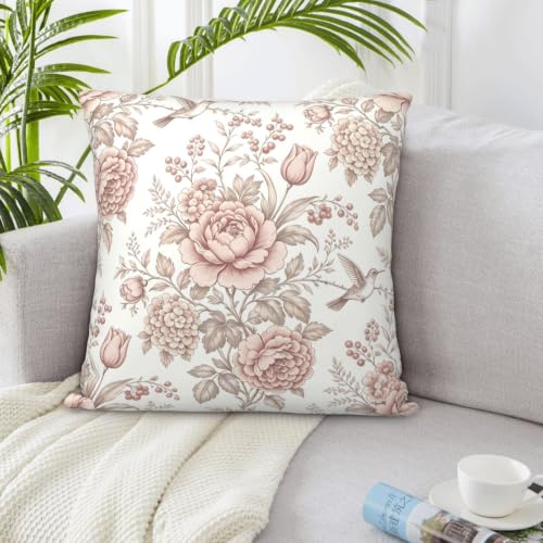 Vintage Chinoiserie Floral Pillow Covers 18x18 Inches - Set of 2