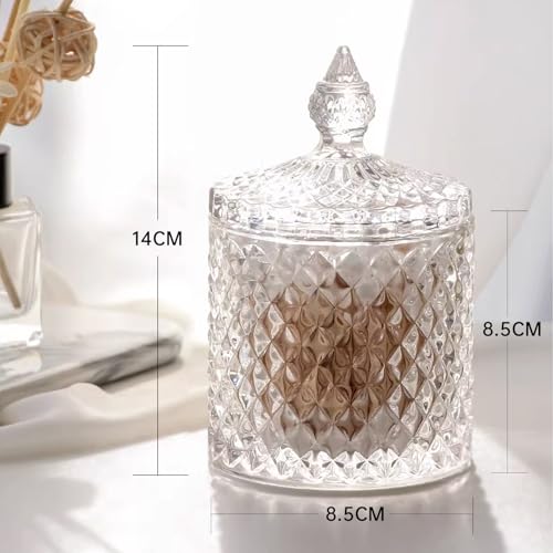Crystal Glass Q-Tip Holder with Lid - Elegant Apothecary Jar