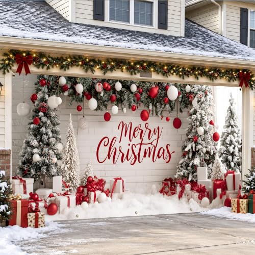 Snowman Christmas Garage Door Banner 6x13ft Merry Christmas Wall Banner - Variation of Snowman-2
