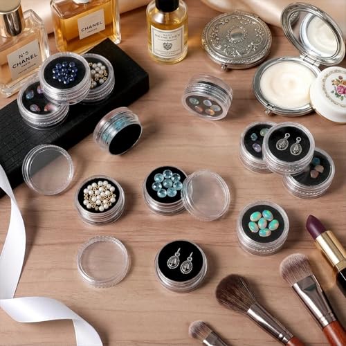 10PCS Small Gemstone Display Boxes with Clear Lid & Black Foam for Jewelry & Crystals