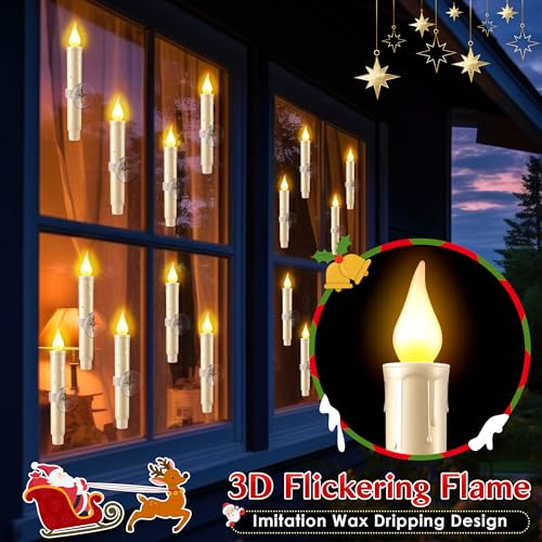 Ivory 12-Pack Dusk to Dawn Christmas Window Candles with Suction Cups